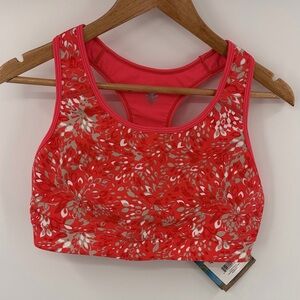 Coolibar UPF red floral reversible swim bra women’s L NWT beach
